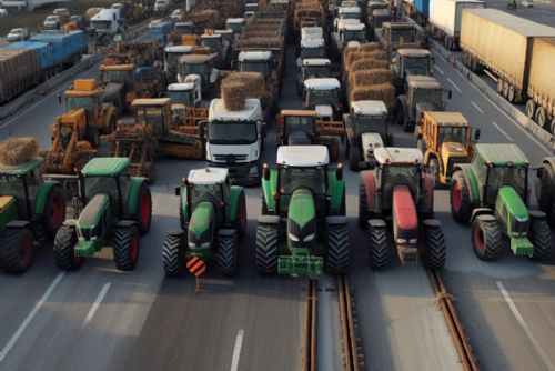 Foto: Polští zemědělci blokují silnice: Protest proti Zelené dohodě a levnému dovozu z Ukrajiny